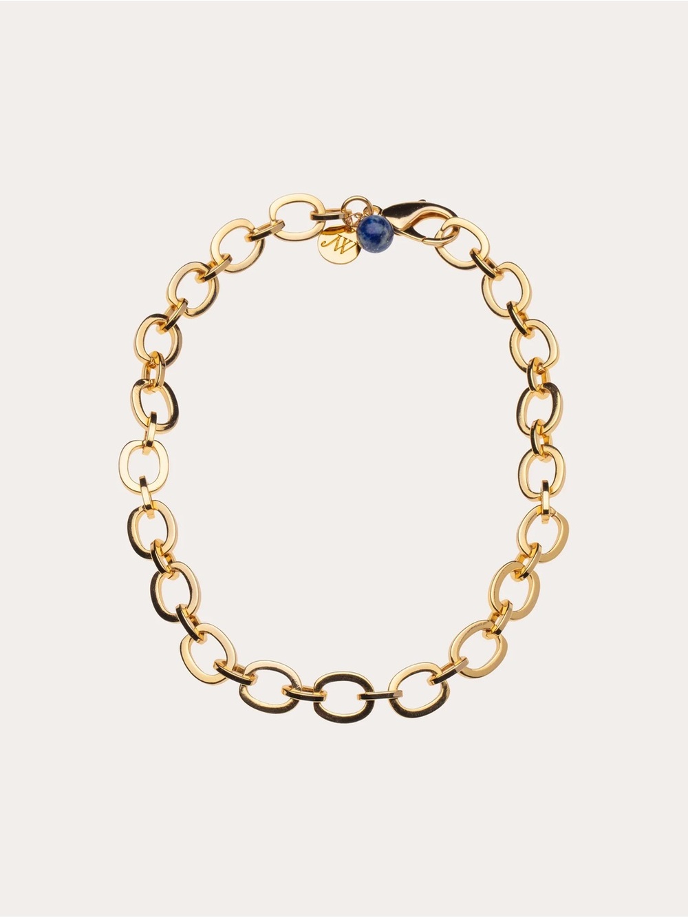 Jane Win Lapis Lazuli Chunky Link Chain Necklace EUC